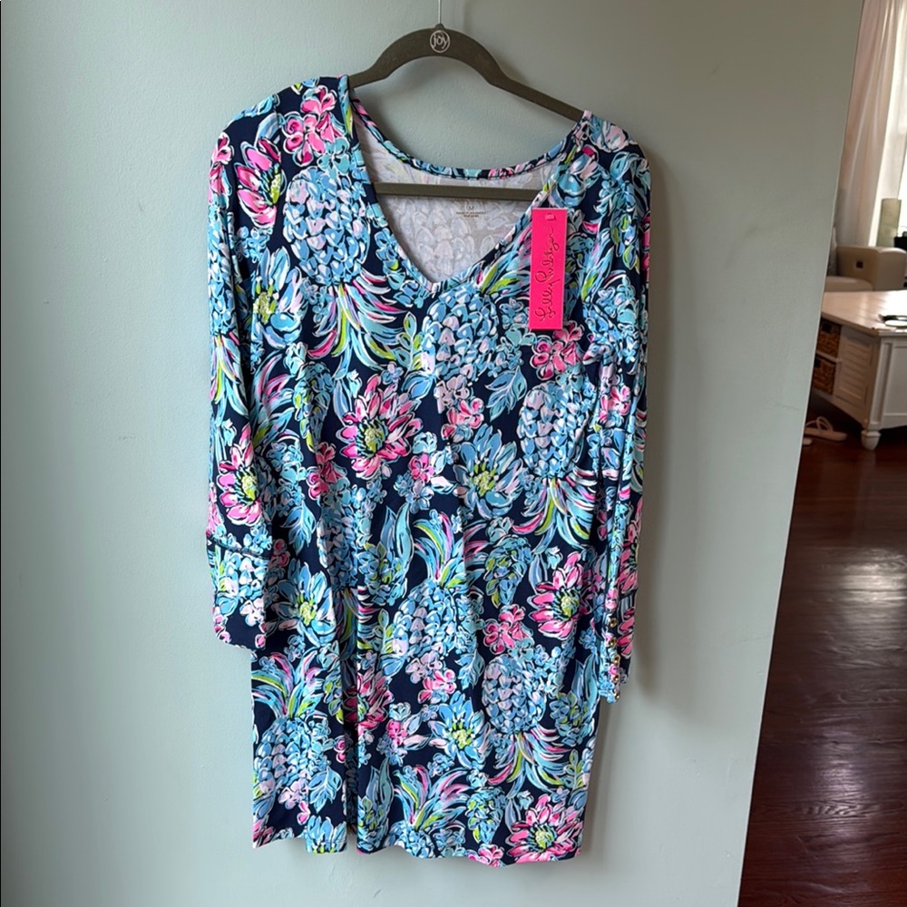 Lilly Pulitzer Floral Long Sleeve Dress - Blue and Pink